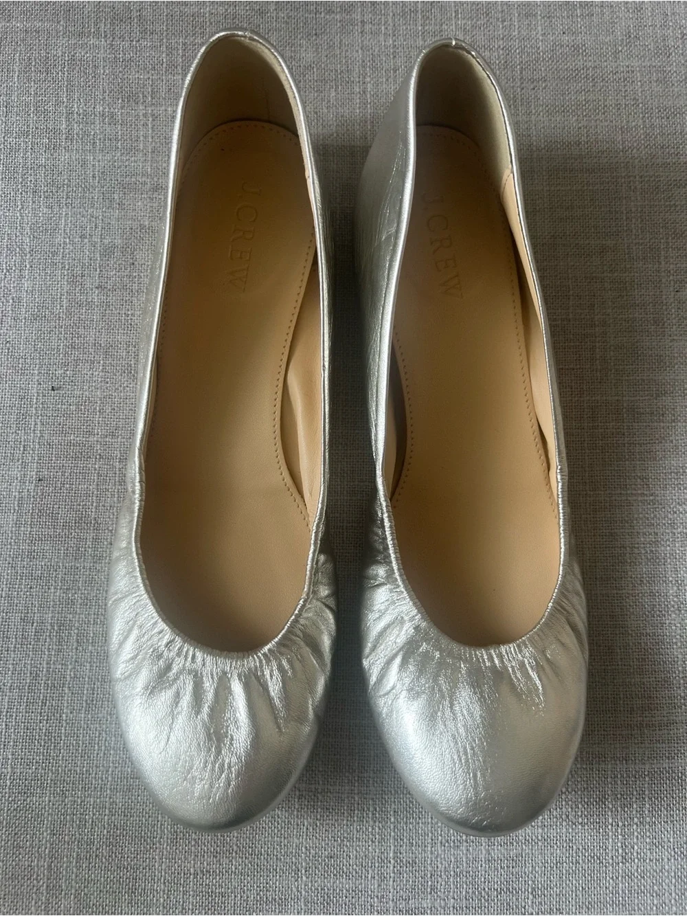 J. Crew Gold Metallic Ballet Flats, women’s 6.5, office, casual, quiet luxury